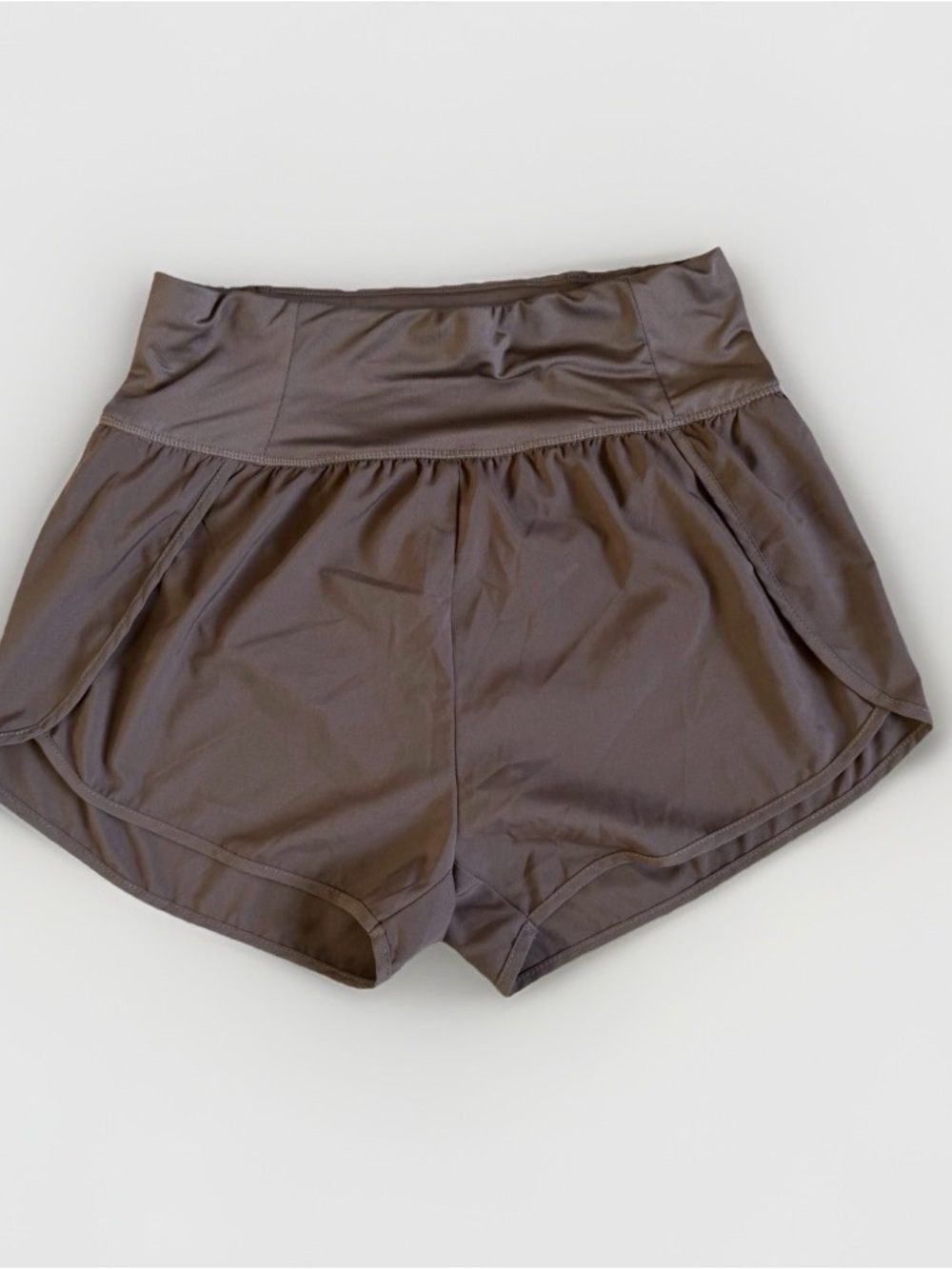 Running Shorts Built in Liner Zippered Waist Pocket Love Tree Brown L Athleisure